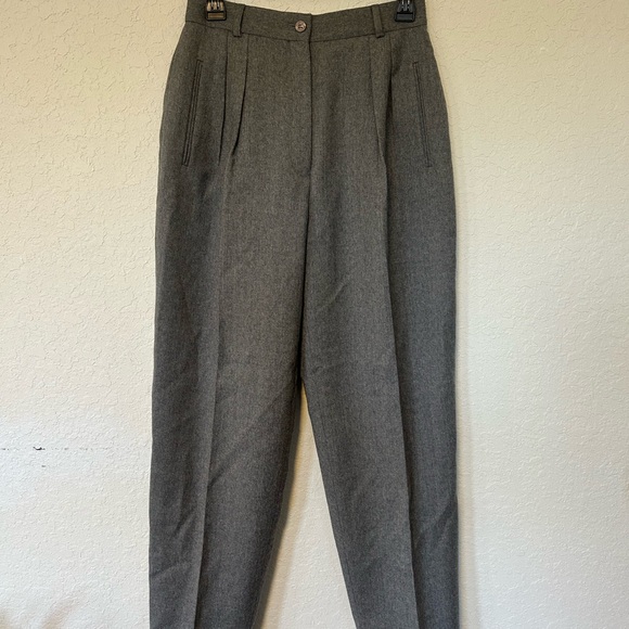 Eclectic Grandpa, Vintage Liz Claiborne Gray Wool Dress Pants, High Waisted - Picture 2 of 11